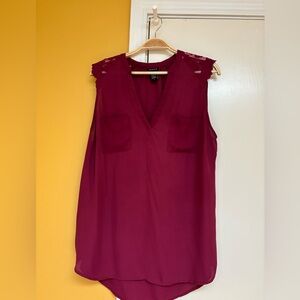 Torrid Size 0 or 12 or L Wine Short Sleeve Camisole Top Blouse with V-Neck